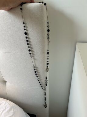 Chan Luu Black and Silver Beaded Long Necklace